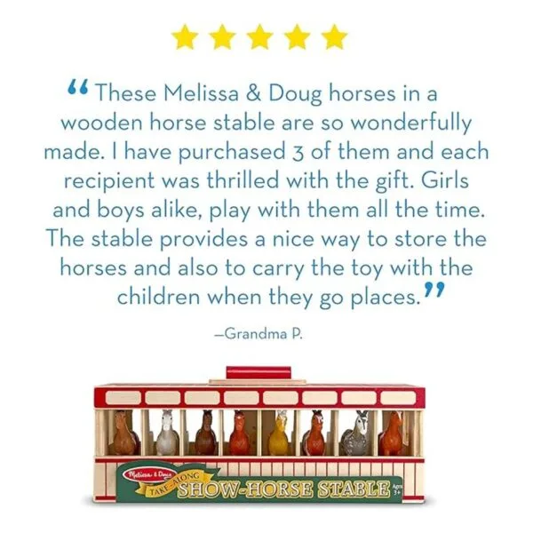 Establo de madera de juguete con 8 caballos de Melissa_6