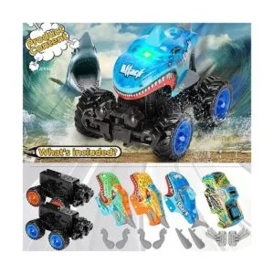 Kkmon Dinosaurio y tiburón iluminado Monster Truck_2