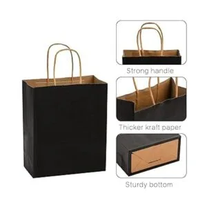 Nicunom Paquete de 75 bolsas de papel kraft negras 6 x 3_6