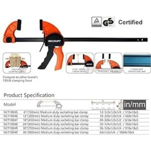 Abrazadera de barra resistente para carpintería 18_4