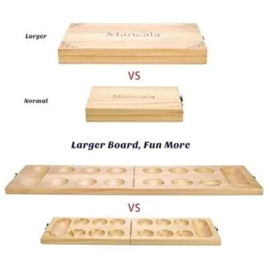 AMEROUS Juego de mesa de madera Mancala Tamaño más_3