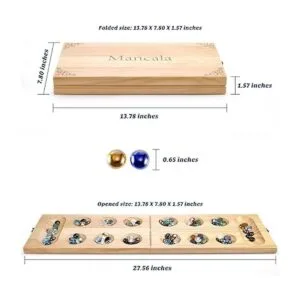 AMEROUS Juego de mesa de madera Mancala Tamaño más_6