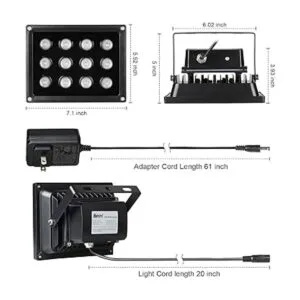 Univivi Iluminador infrarrojo 850 nm 12 LED de 90 grados_5