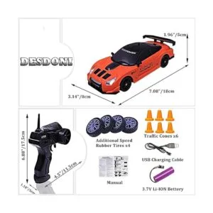 Desdoni Coche de deriva RC de 2.4 GHz escala 124 4 WD_6