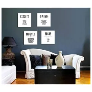 Hustle Execute Grind Focus Lienzo motivacional blanco_3