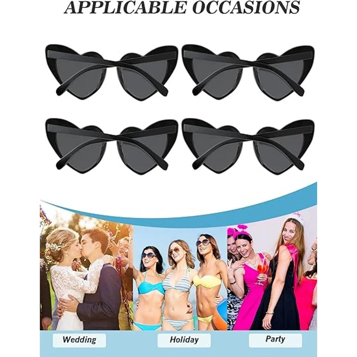 24 pares de gafas de sol de soltera negras con forma de_7