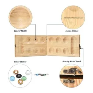 AMEROUS Juego de mesa de madera Mancala Tamaño más_5