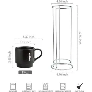 LAUCHUH Juego de 4 tazas de café apilables con estante_2
