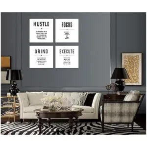 Hustle Execute Grind Focus Lienzo motivacional blanco_2