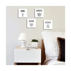 Hustle Execute Grind Focus Lienzo motivacional blanco_4