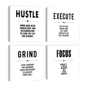 Hustle Execute Grind Focus Lienzo motivacional blanco_1