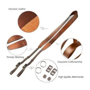 CANPIS Correa de cuero marrón para cámara suave y_3