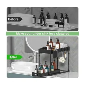 2 Pack Adjustable Height Under Sink Organizer and_2