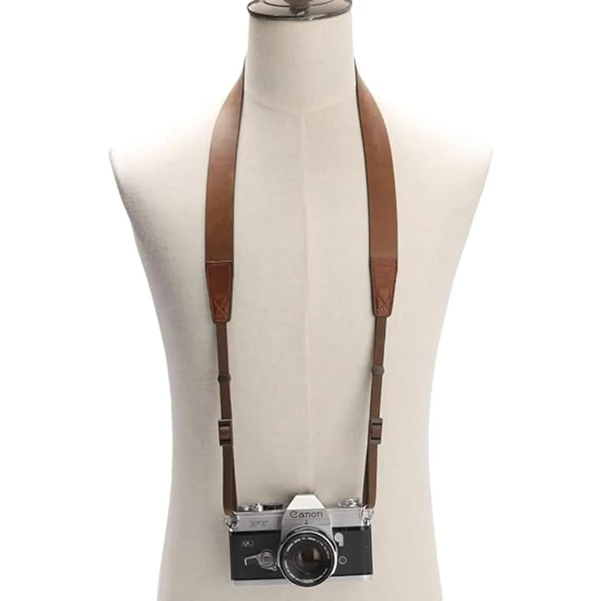 CANPIS Correa de cuero marrón para cámara suave y_5
