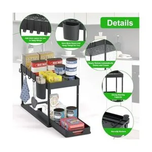 2 Pack Adjustable Height Under Sink Organizer and_5