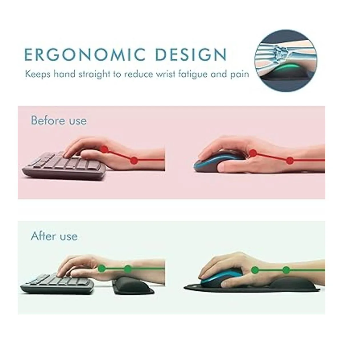 VAGAU Reposamuñecas para teclado y mouse de alta calidad_3