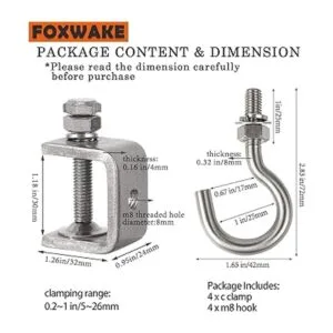 Foxwake Abrazadera de haz de acero inoxidable con gancho_2