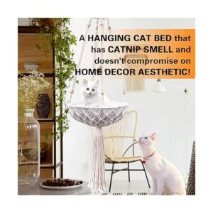 Hamaca de macramé para gatos cama colgante tejida a mano_4