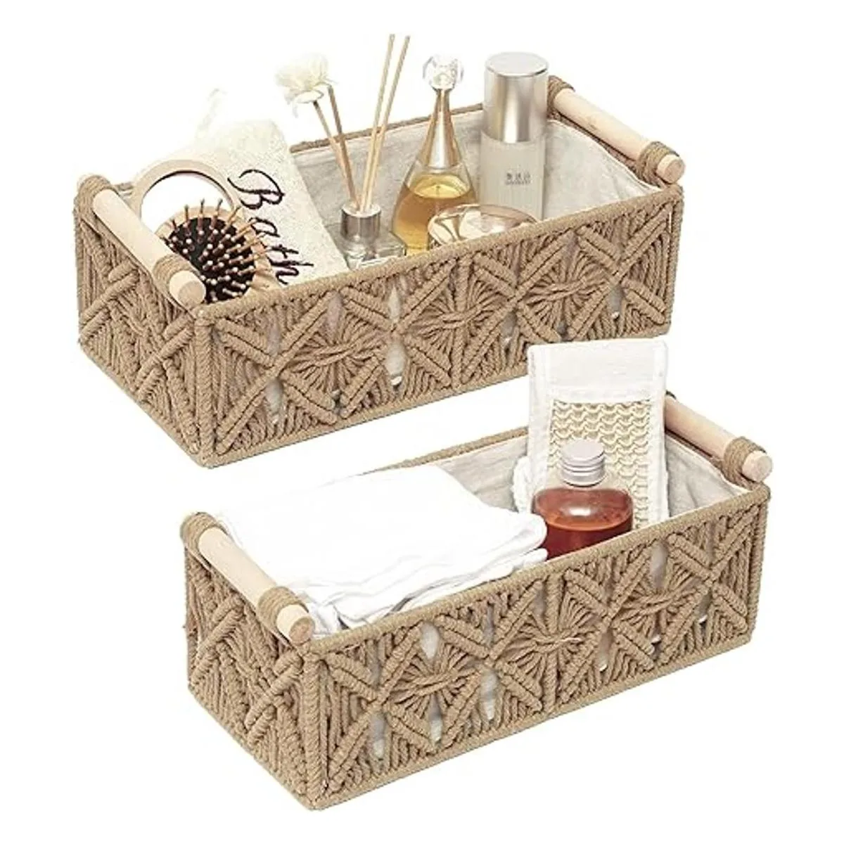 Cesta de almacenamiento de macramé cestas de decoración_1