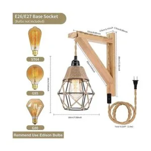 Frideko Lámpara de pared con cable enchufable apliques_3