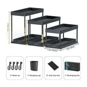 2 Pack Adjustable Height Under Sink Organizer and_3
