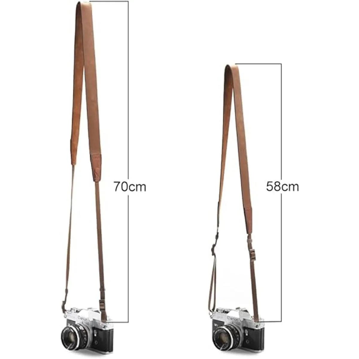 CANPIS Correa de cuero marrón para cámara suave y_4