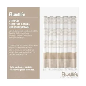 Cortina de ducha bohemia beige para baño cortina de ducha_2