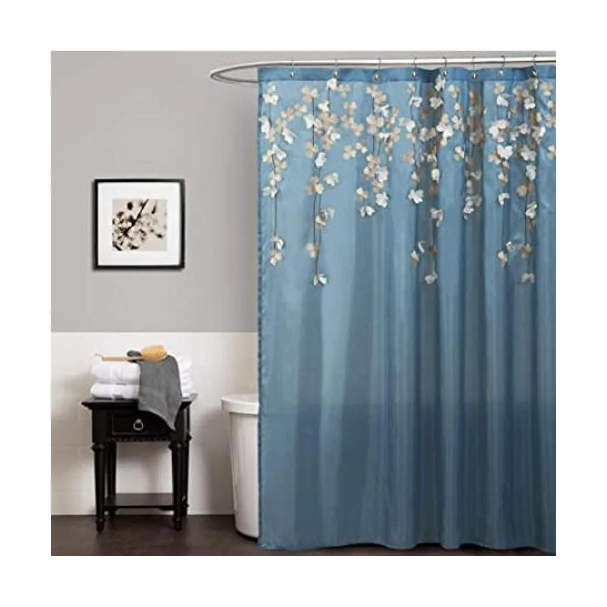 Lush Decor cortina de ducha con flores que caen_1