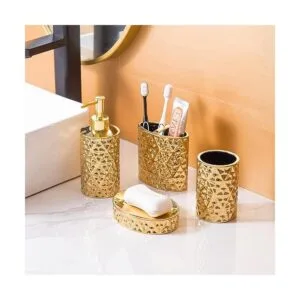 Juego de accesorios de baño dorados de 4 piezas para_3