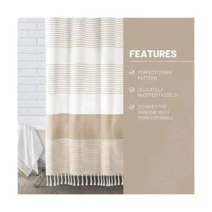Cortina de ducha bohemia beige para baño cortina de ducha_3