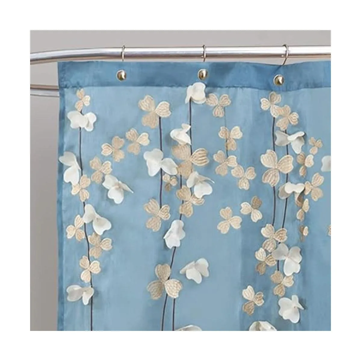 Lush Decor cortina de ducha con flores que caen_2