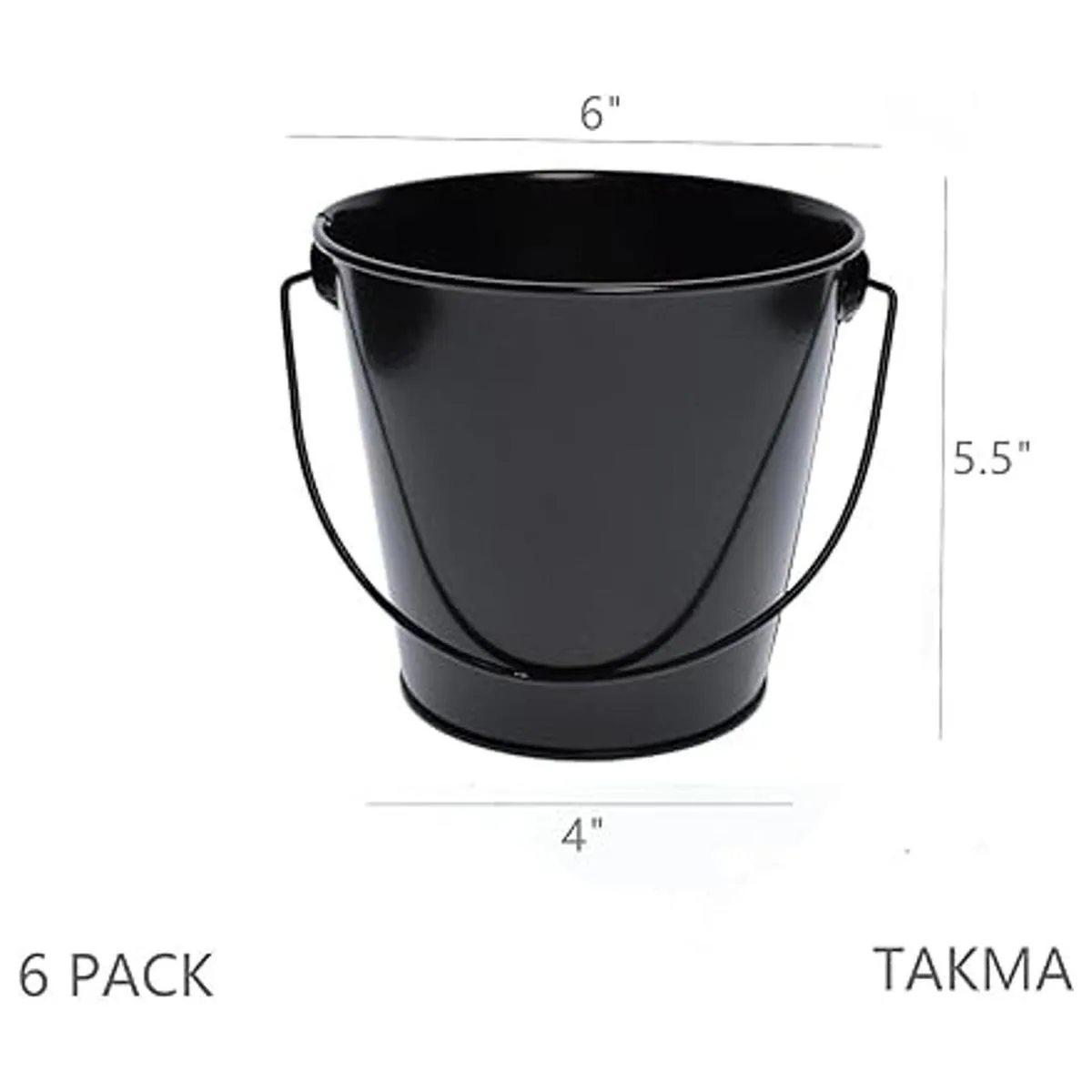 TAKMA Cubos de metal con asa paquete de 6 cubos de hierro_7