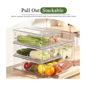 Paquete de 2 cubos organizadores de refrigerador con cajón_2