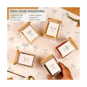 12 tarros cuadrados de especias de vidrio con tapas de_3