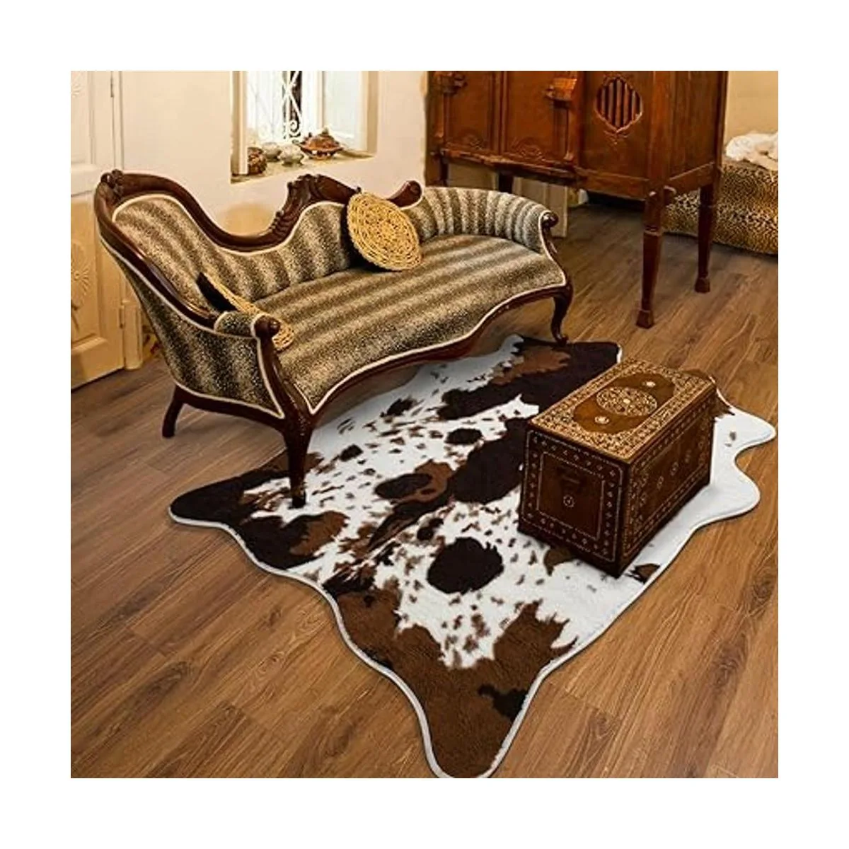 Acapet Alfombras de piel de vaca con estampado de vaca de_6