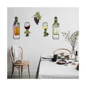 Arte de pared de cocina de metal de vino 5 piezas vintage_3