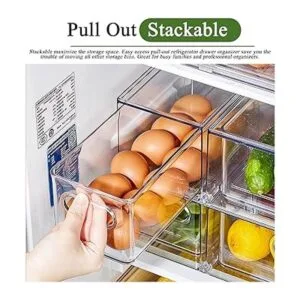 Paquete de 2 cubos organizadores de refrigerador con cajón_3