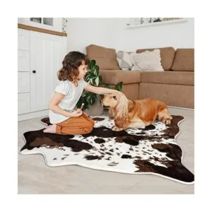 Acapet Alfombras de piel de vaca con estampado de vaca de_4