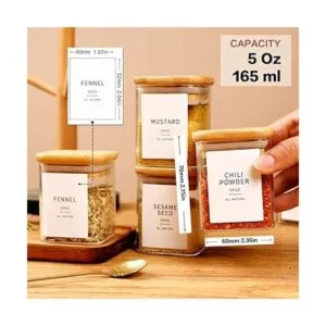 12 tarros cuadrados de especias de vidrio con tapas de_6