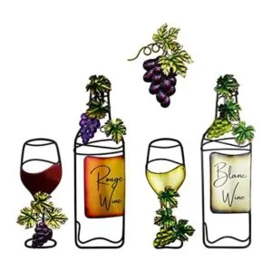 Arte de pared de cocina de metal de vino 5 piezas vintage_1