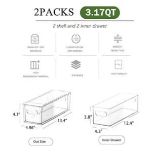 Paquete de 2 cubos organizadores de refrigerador con cajón_4