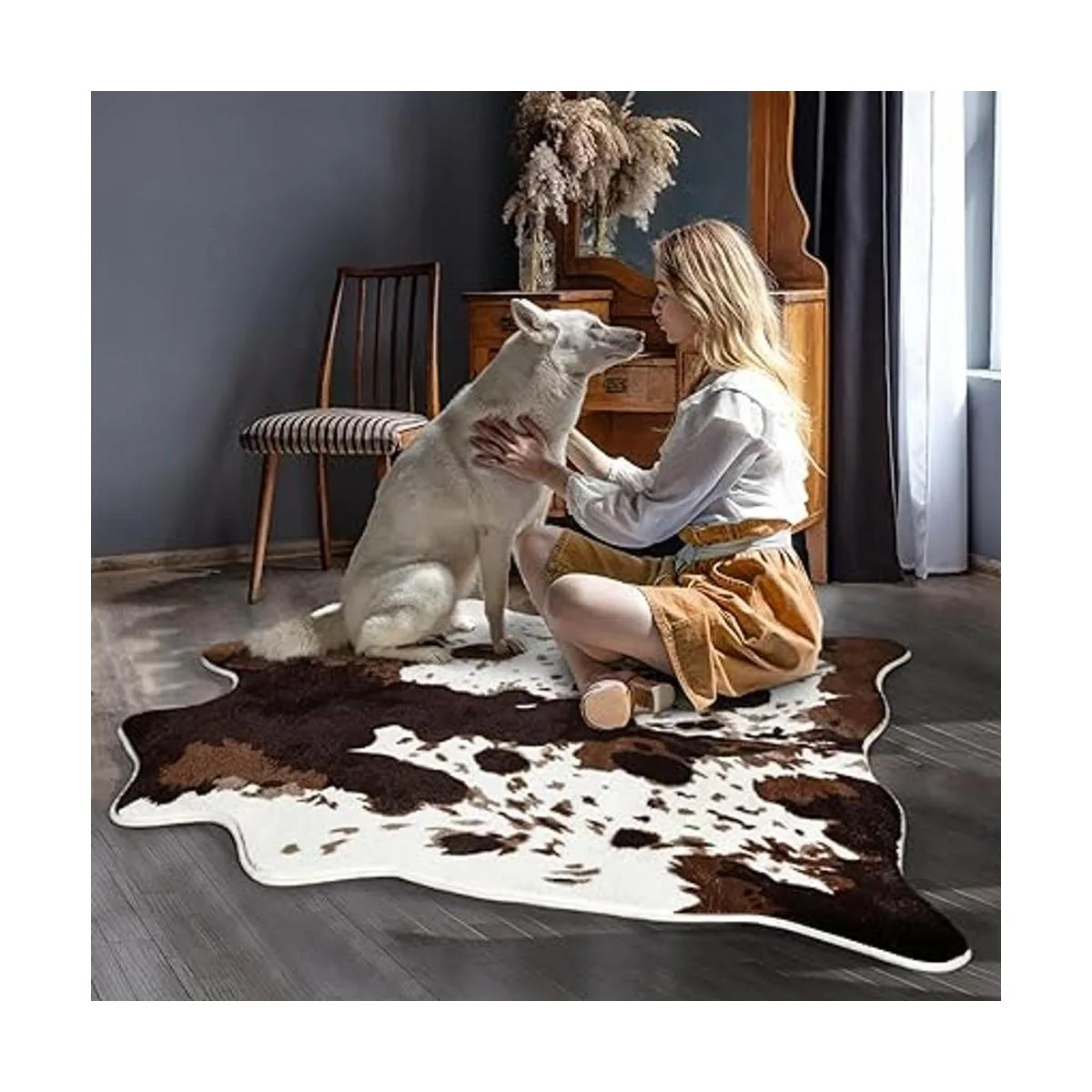Acapet Alfombras de piel de vaca con estampado de vaca de_3