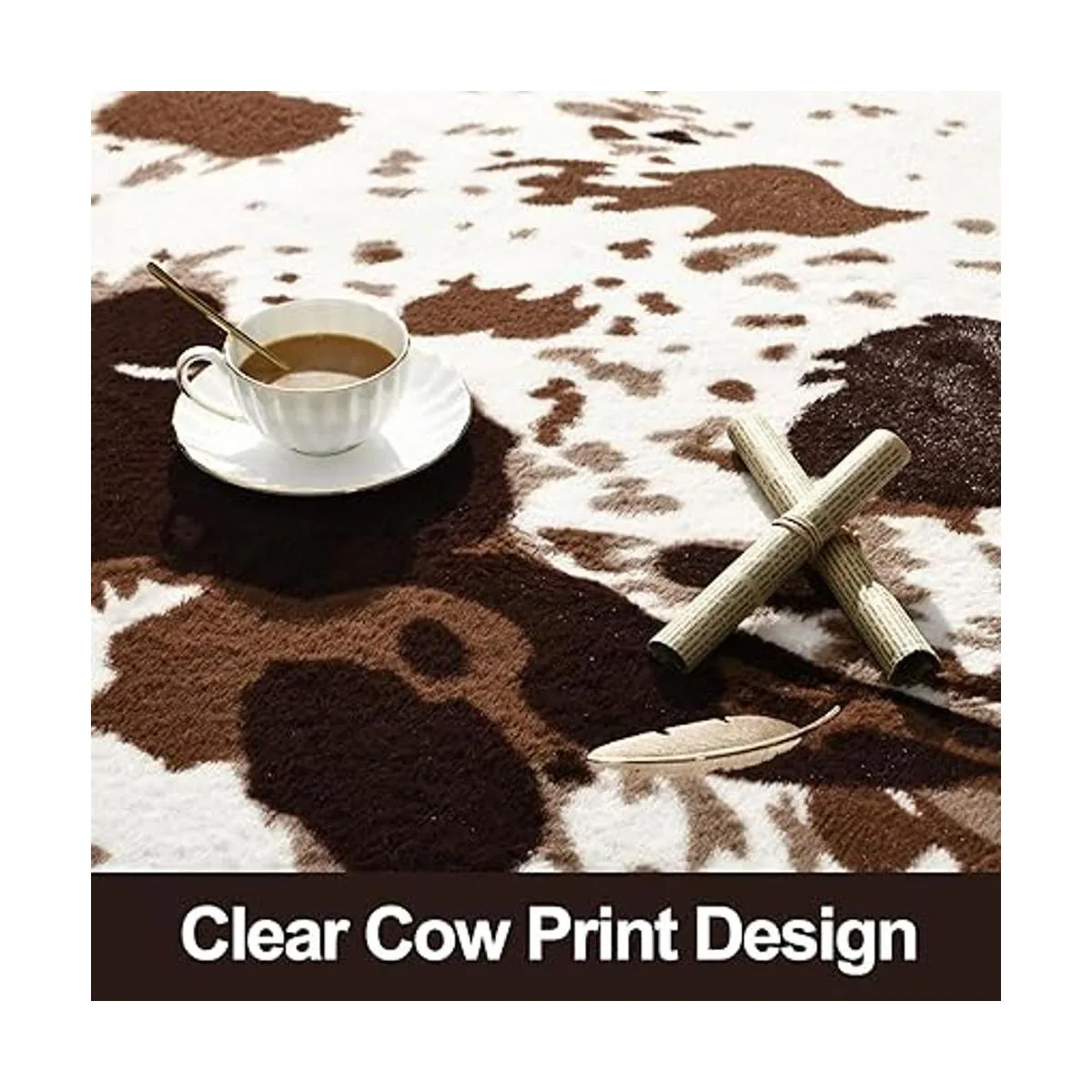 Acapet Alfombras de piel de vaca con estampado de vaca de_7