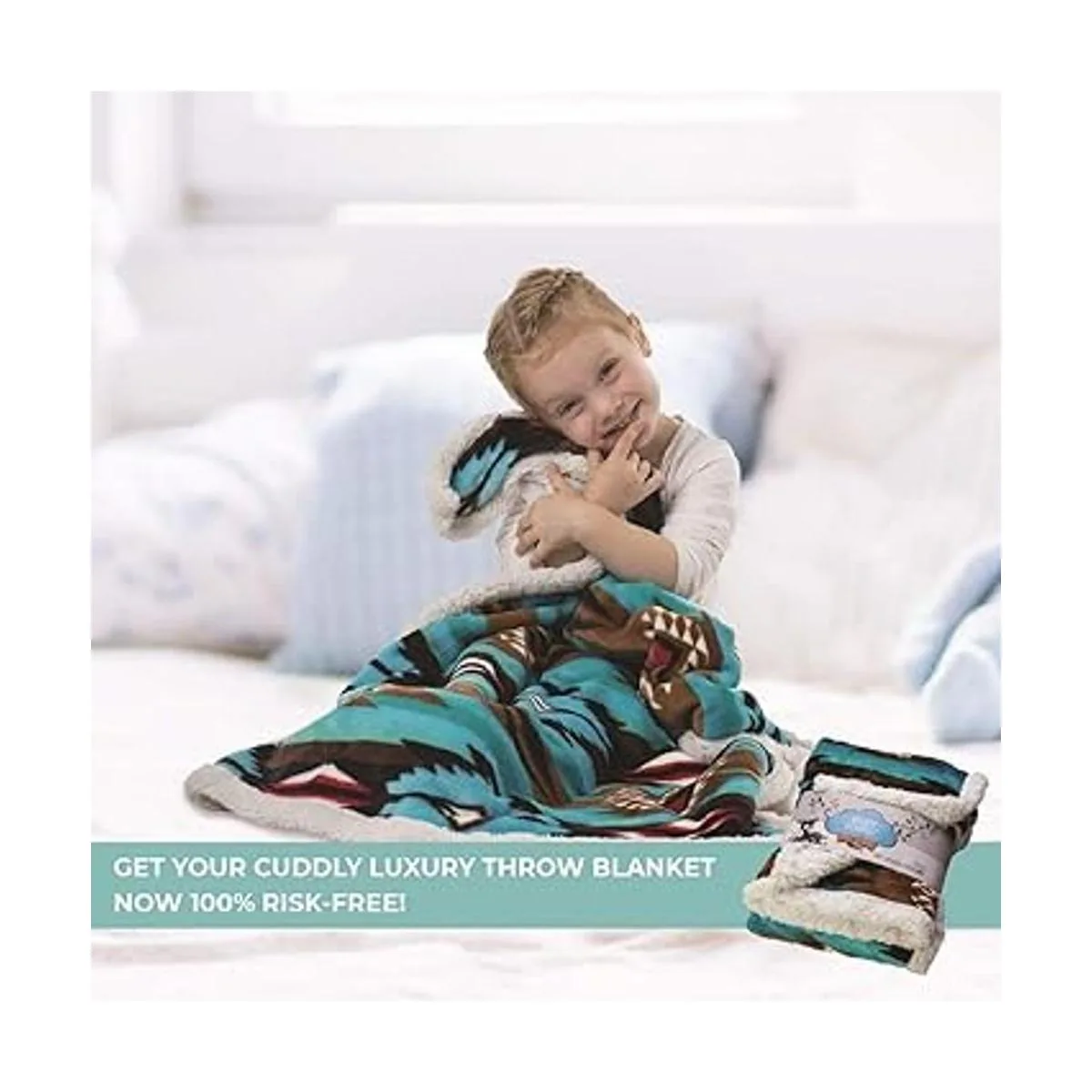 Manta de felpa suave Sherpa para bebé reversible con_6