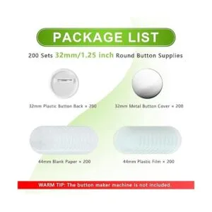 200 juegos de suministros de botones en blanco de 1.260 in_2