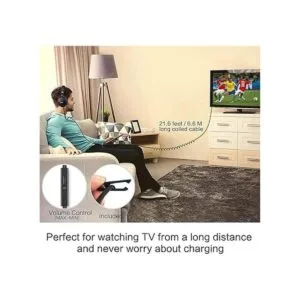 SIMOLIO Auriculares de cable largo para TV y PC con_6