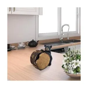 Juego de 5 posavasos de tocón de oso negro posavasos de_5