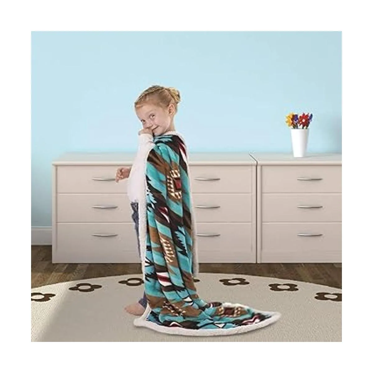 Manta de felpa suave Sherpa para bebé reversible con_7