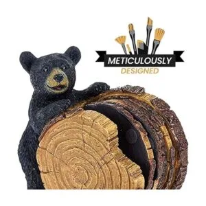 Juego de 5 posavasos de tocón de oso negro posavasos de_2