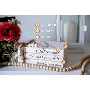 LIVDUCOT Pila de libros decorativos de madera para mesa de_5